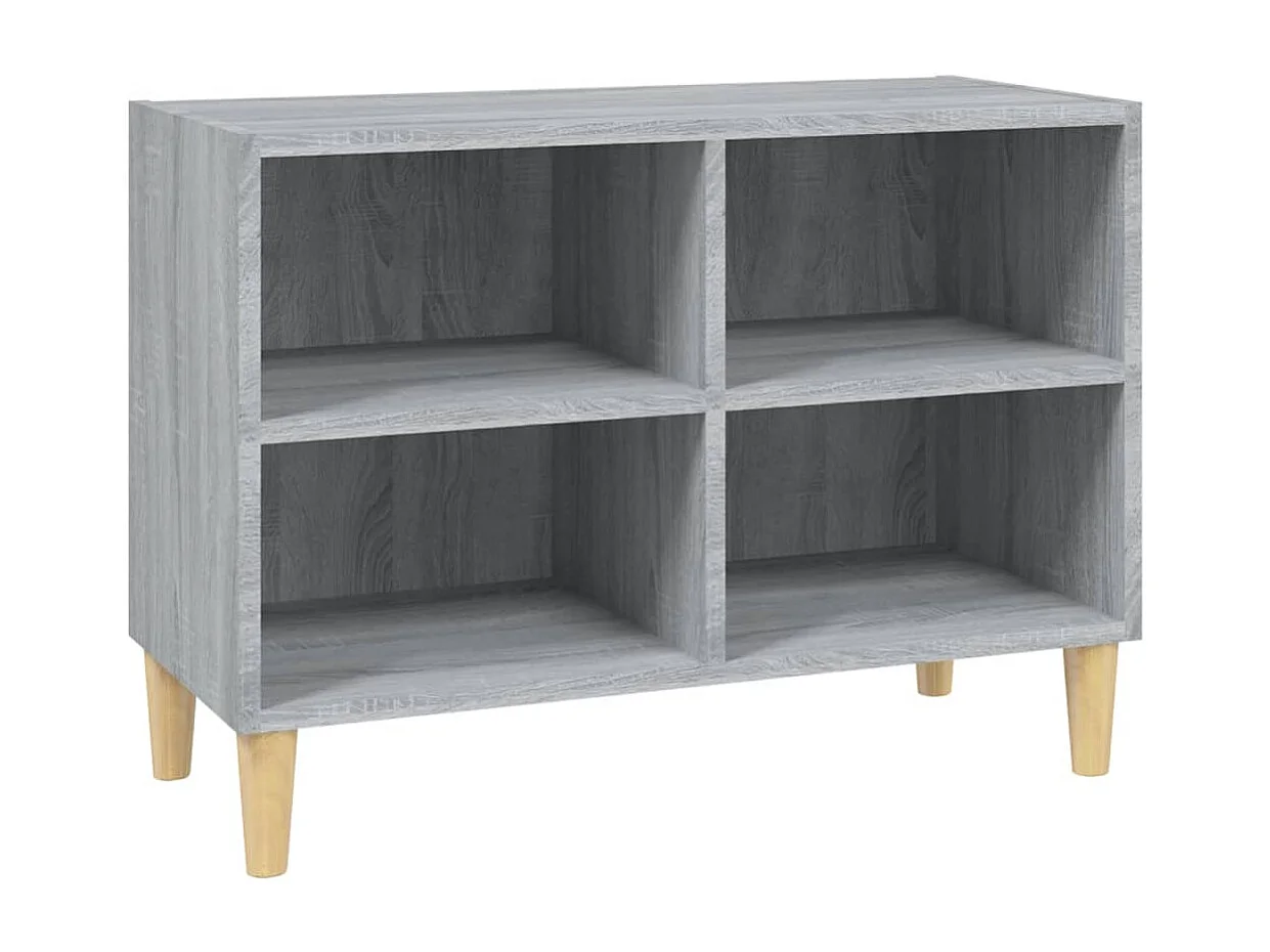 Meuble étagère avec pieds en bois massif Sonoma gris 69,5x30x50