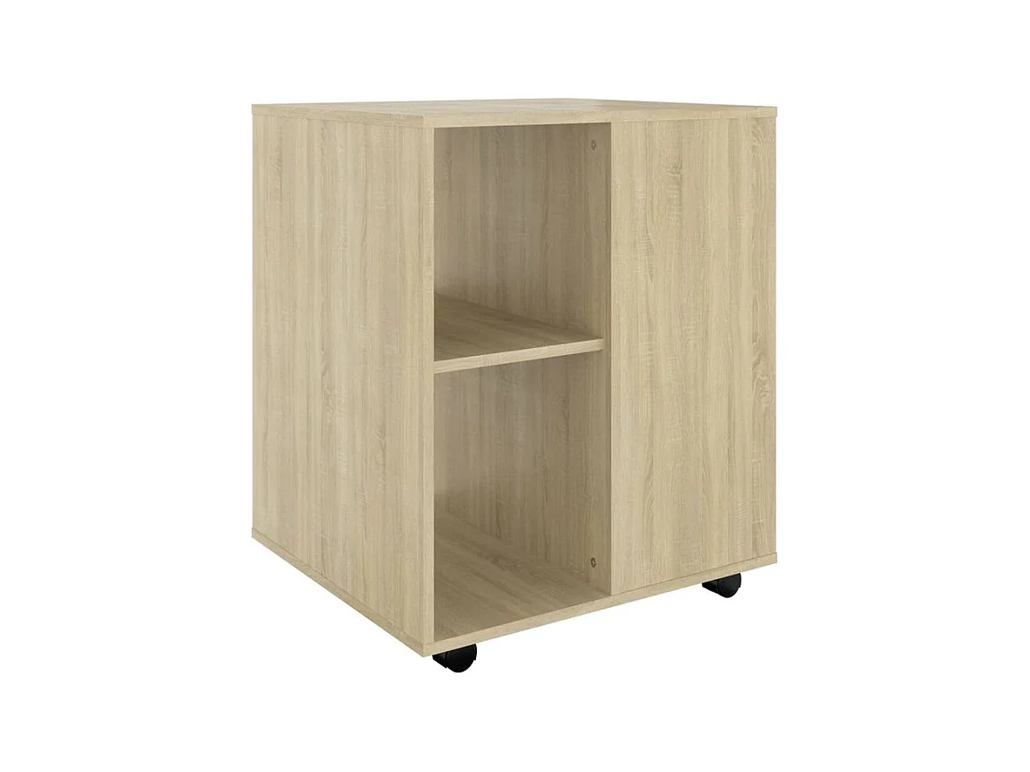 Petit meuble de rangement sur roulettes Burok 60cm – Discret et pratique-Couleur Chêne clair