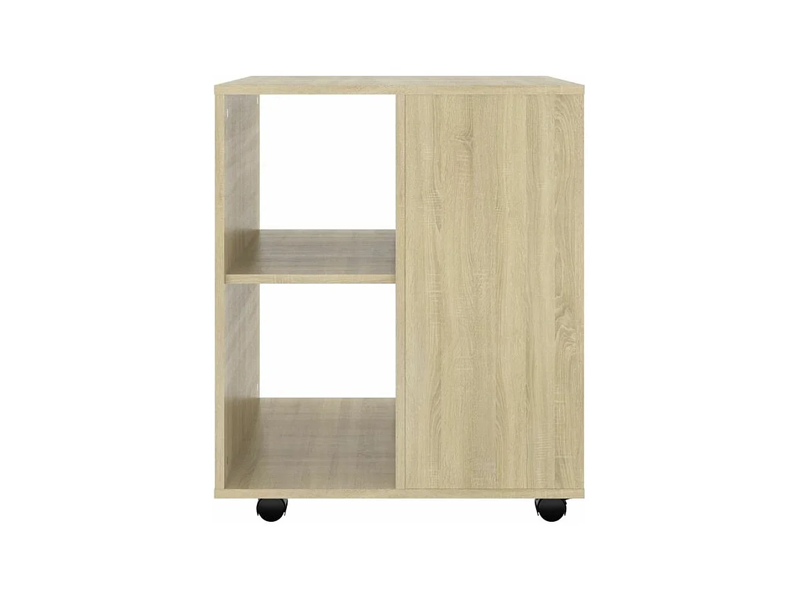 Petit meuble de rangement sur roulettes Burok 60cm – Discret et pratique-Couleur Chêne clair