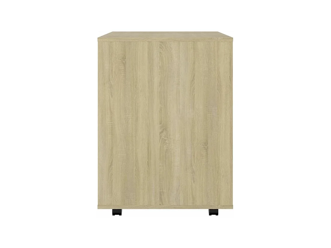 Petit meuble de rangement sur roulettes Burok 60cm – Discret et pratique-Couleur Chêne clair