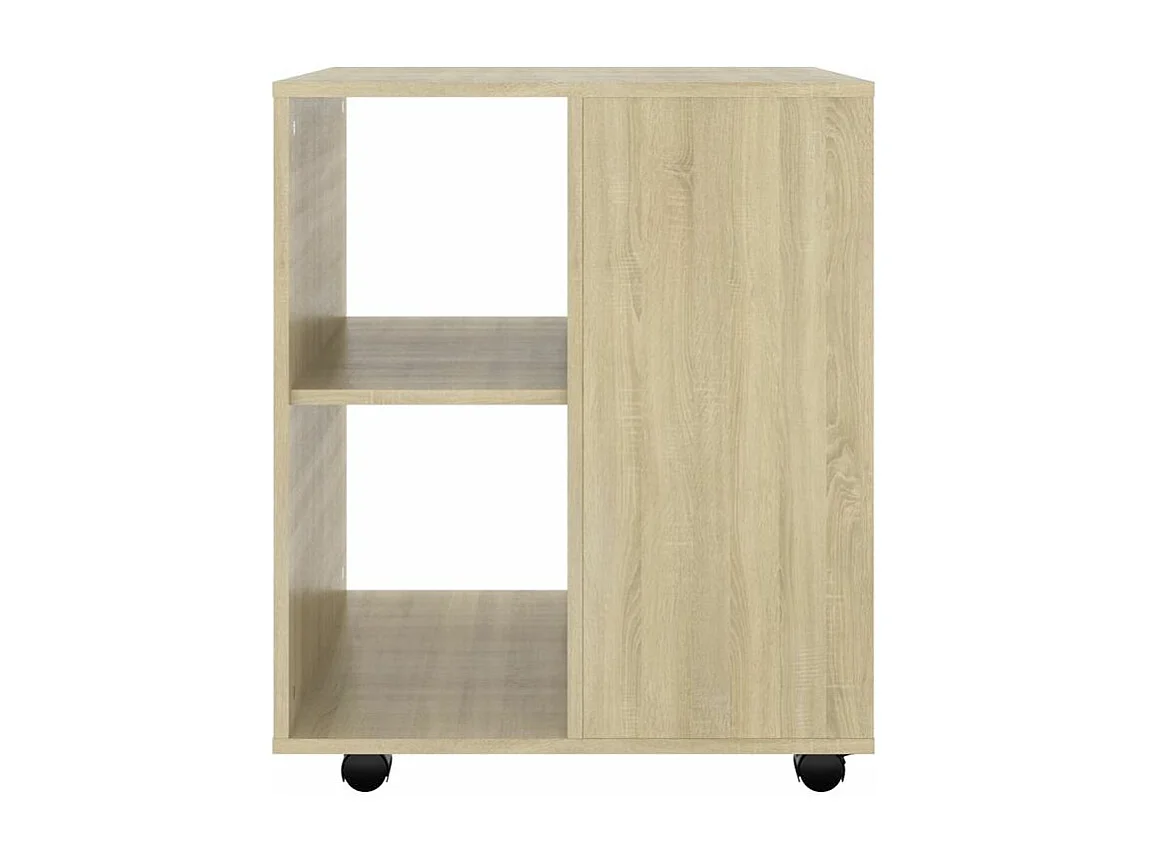 Petit meuble de rangement sur roulettes Burok 60cm – Discret et pratique-Couleur Chêne clair