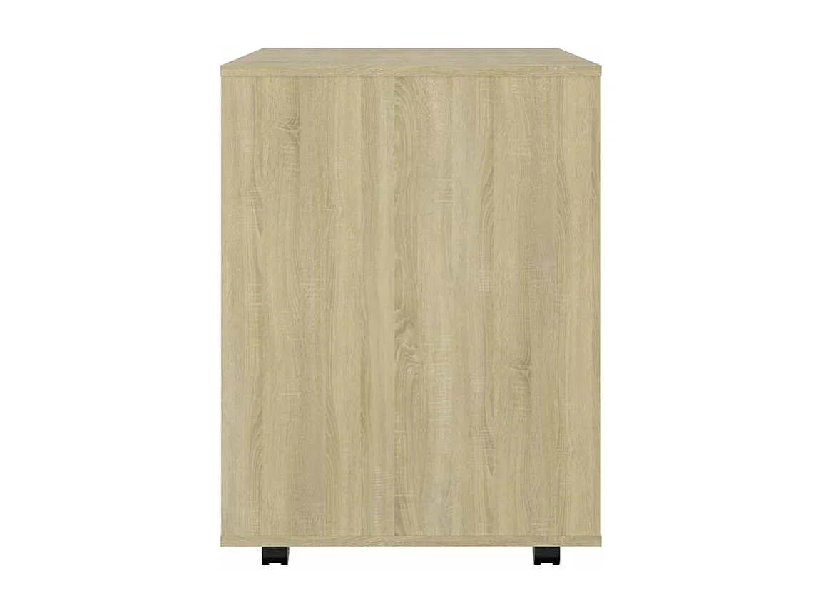 Petit meuble de rangement sur roulettes Burok 60cm – Discret et pratique-Couleur Chêne clair