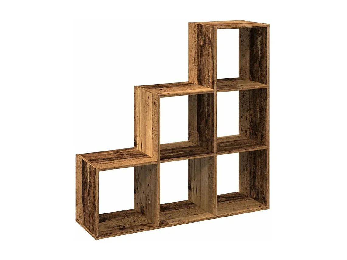 Étagère bibliothèque escalier 3 niveaux Kato 99cm - 6 niches-Couleur Marron clair