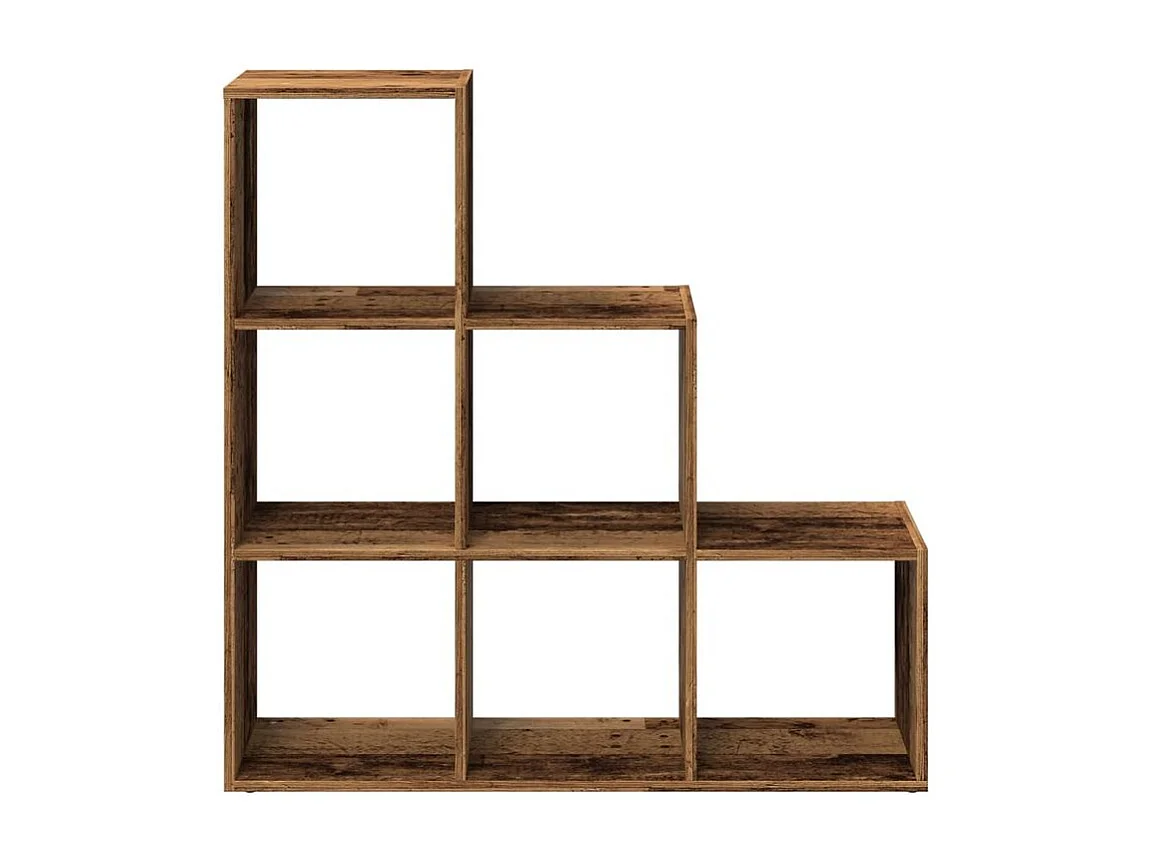 Étagère bibliothèque escalier 3 niveaux Kato 99cm - 6 niches-Couleur Marron clair