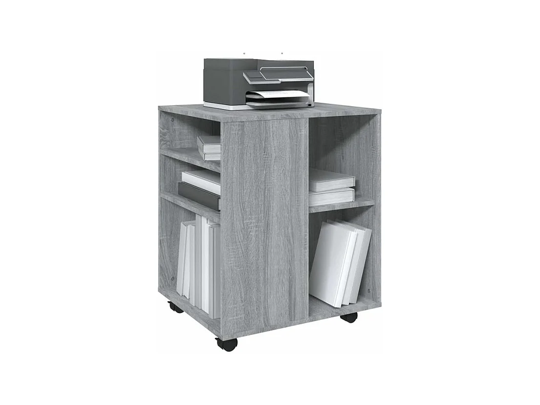 Petit meuble de rangement sur roulettes Burok 60cm – Discret et pratique-Couleur Chêne gris
