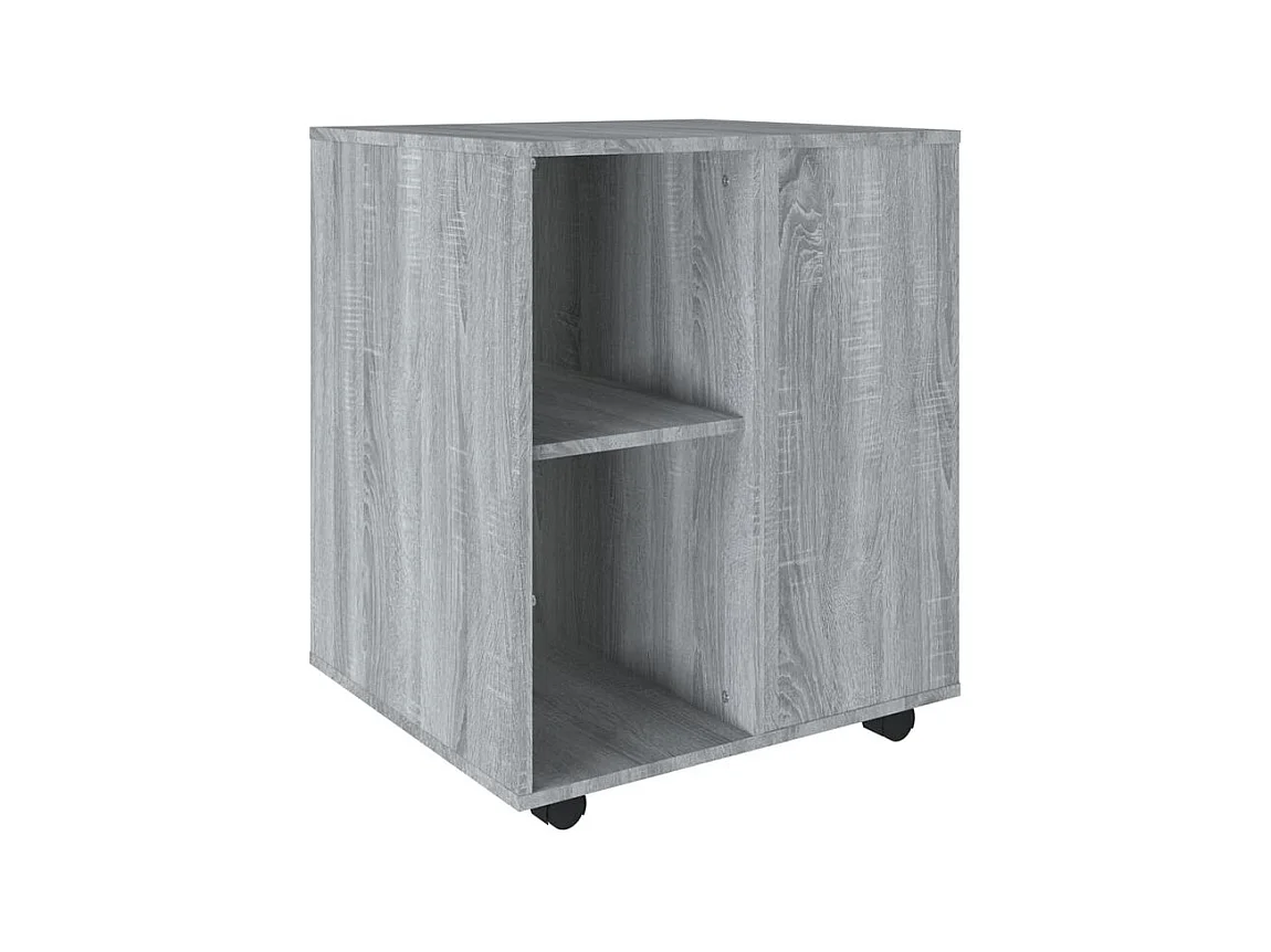 Petit meuble de rangement sur roulettes Burok 60cm – Discret et pratique-Couleur Chêne gris