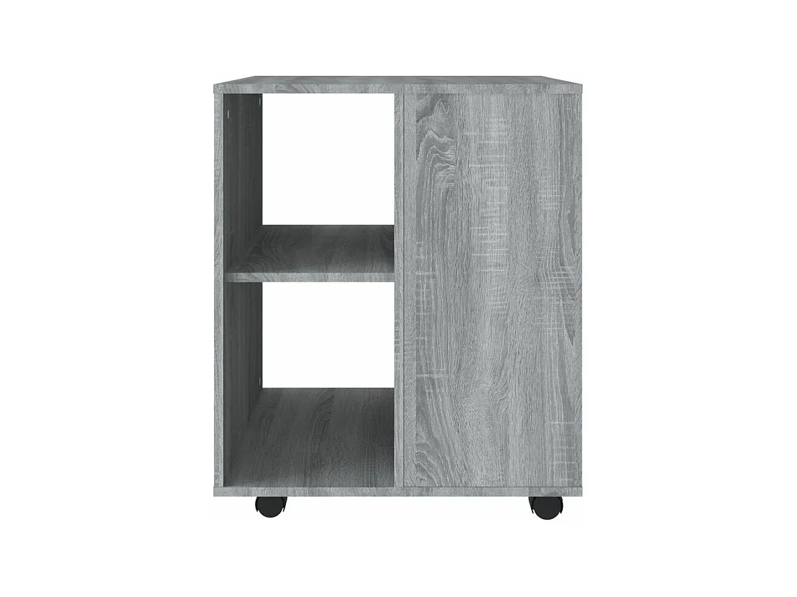 Petit meuble de rangement sur roulettes Burok 60cm – Discret et pratique-Couleur Chêne gris