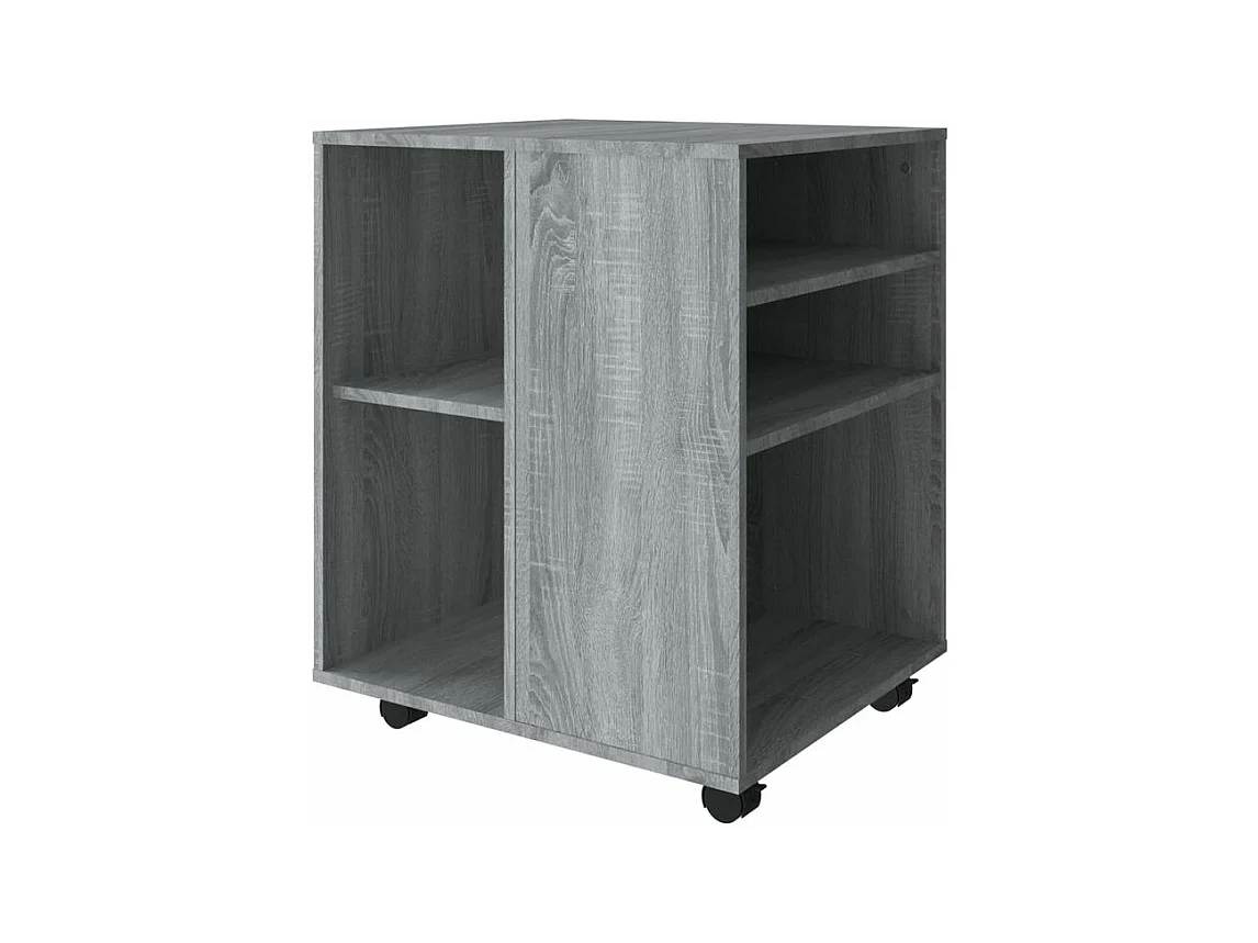 Petit meuble de rangement sur roulettes Burok 60cm – Discret et pratique-Couleur Chêne gris