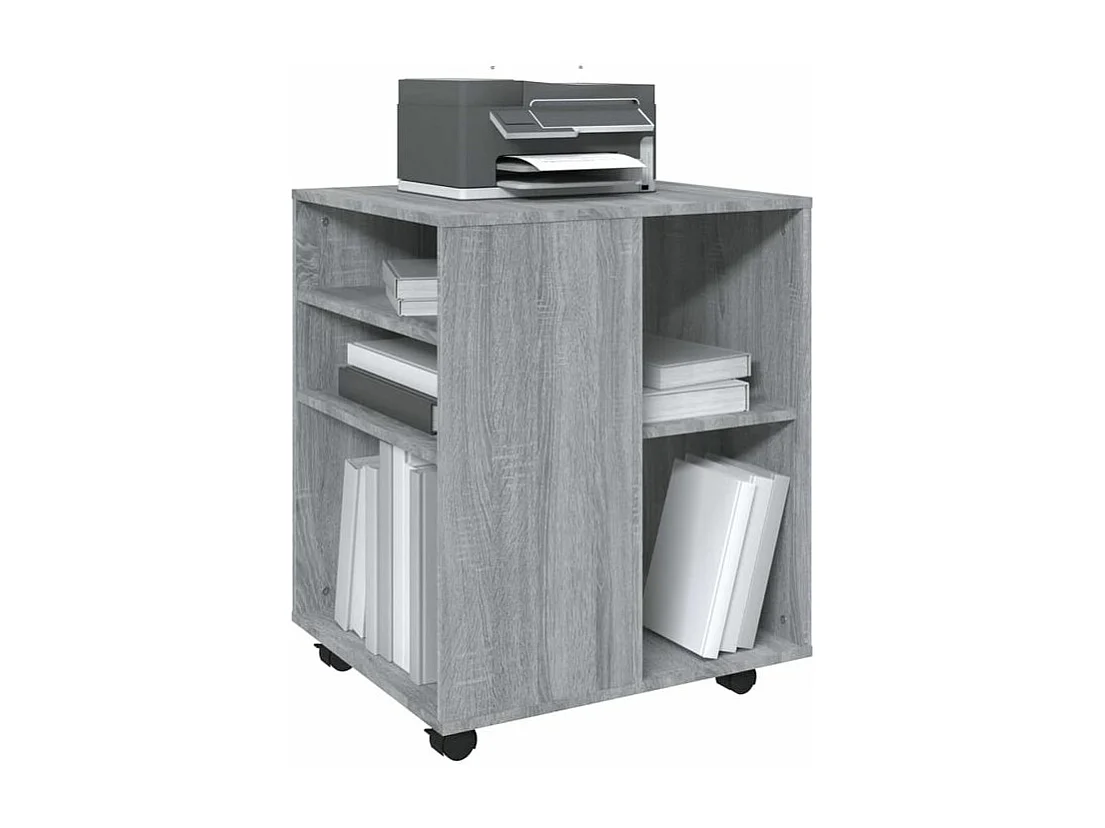 Petit meuble de rangement sur roulettes Burok 60cm – Discret et pratique-Couleur Chêne gris