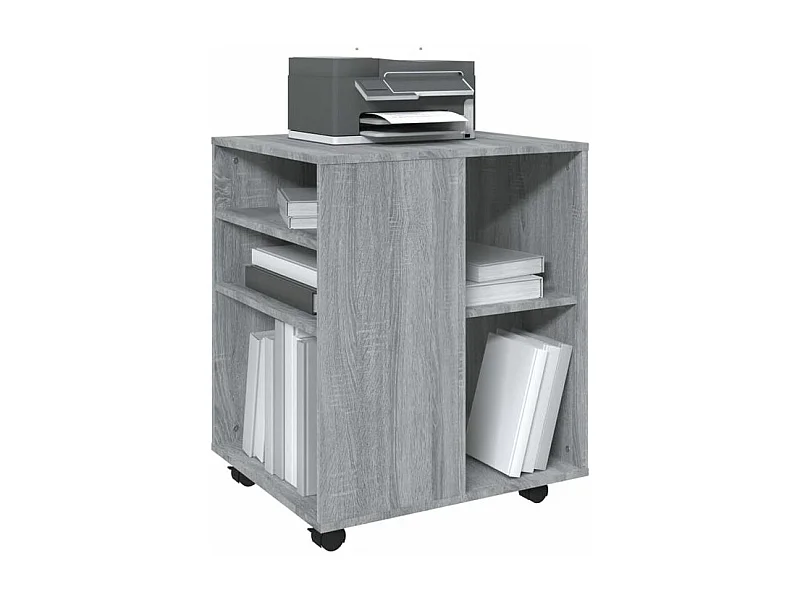 Petit meuble de rangement sur roulettes Burok 60cm – Discret et pratique-Couleur Chêne gris