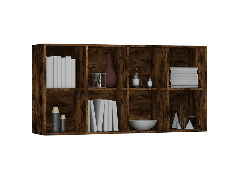 Petite étagère 8 compartiments Zora 66cm – Verticale ou horizontale-Couleur Marron fumé