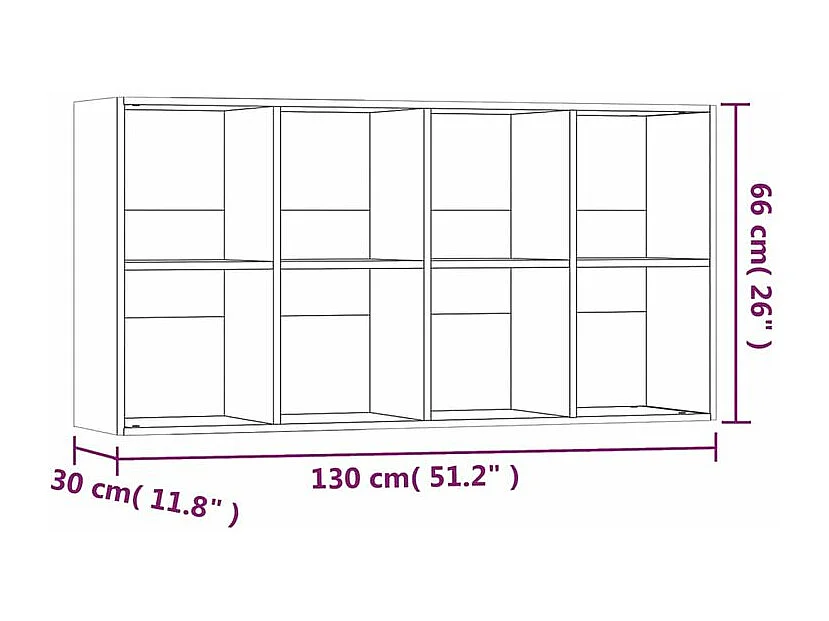 Petite étagère 8 compartiments Zora 66cm – Verticale ou horizontale-Couleur Marron fumé