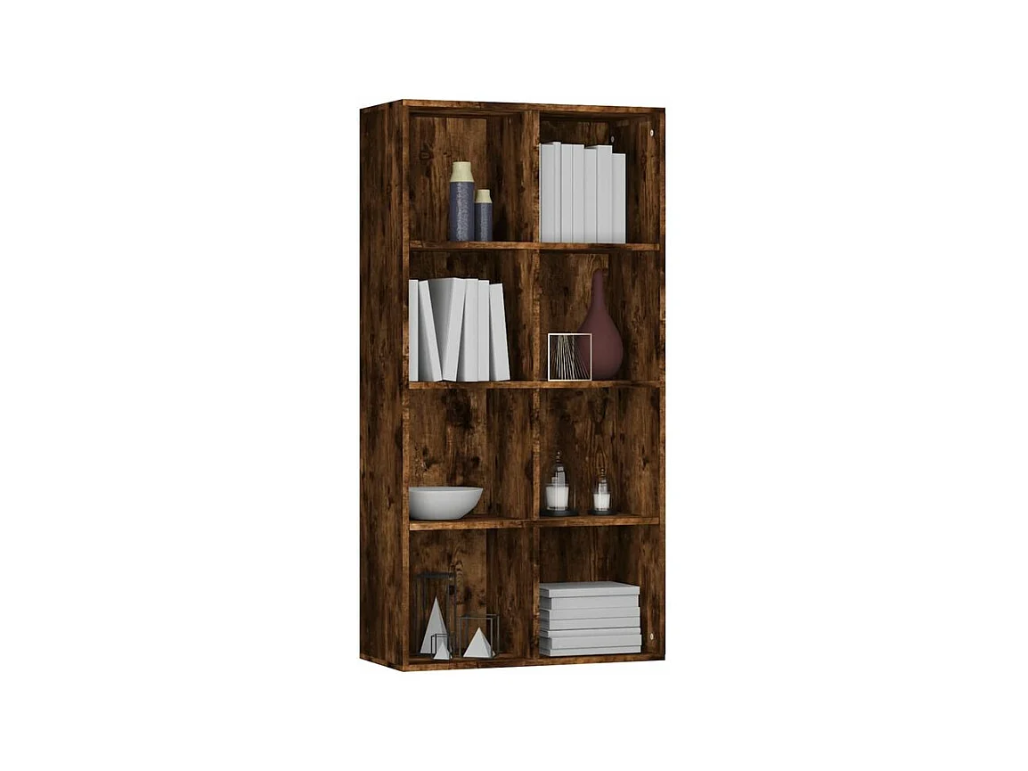 Petite étagère 8 compartiments Zora 66cm – Verticale ou horizontale-Couleur Marron fumé