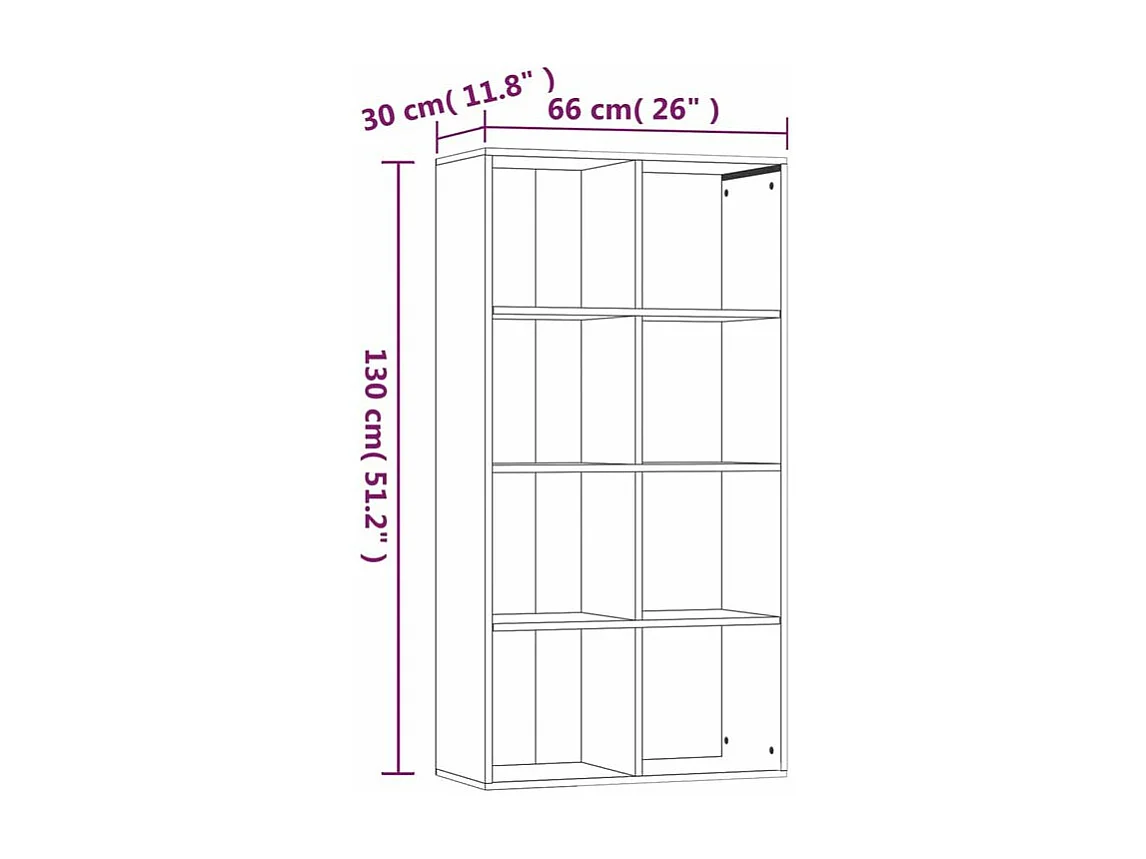 Petite étagère 8 compartiments Zora 66cm – Verticale ou horizontale-Couleur Marron fumé