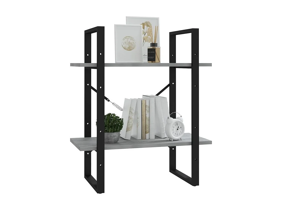 Petite étagère style industriel Loza 60cm-Couleur Chêne gris