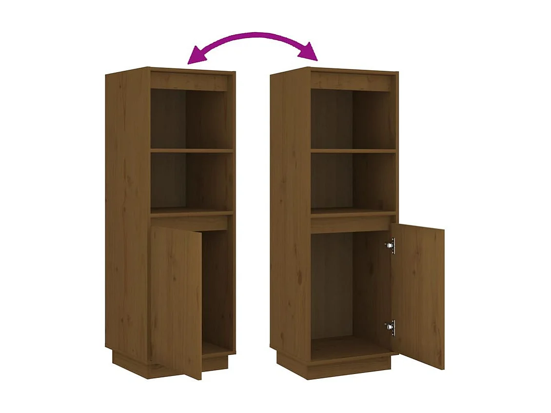 Meuble de rangement 1 porte 1 étagère Loupia 37cm - Bois pin massif-Couleur Marron