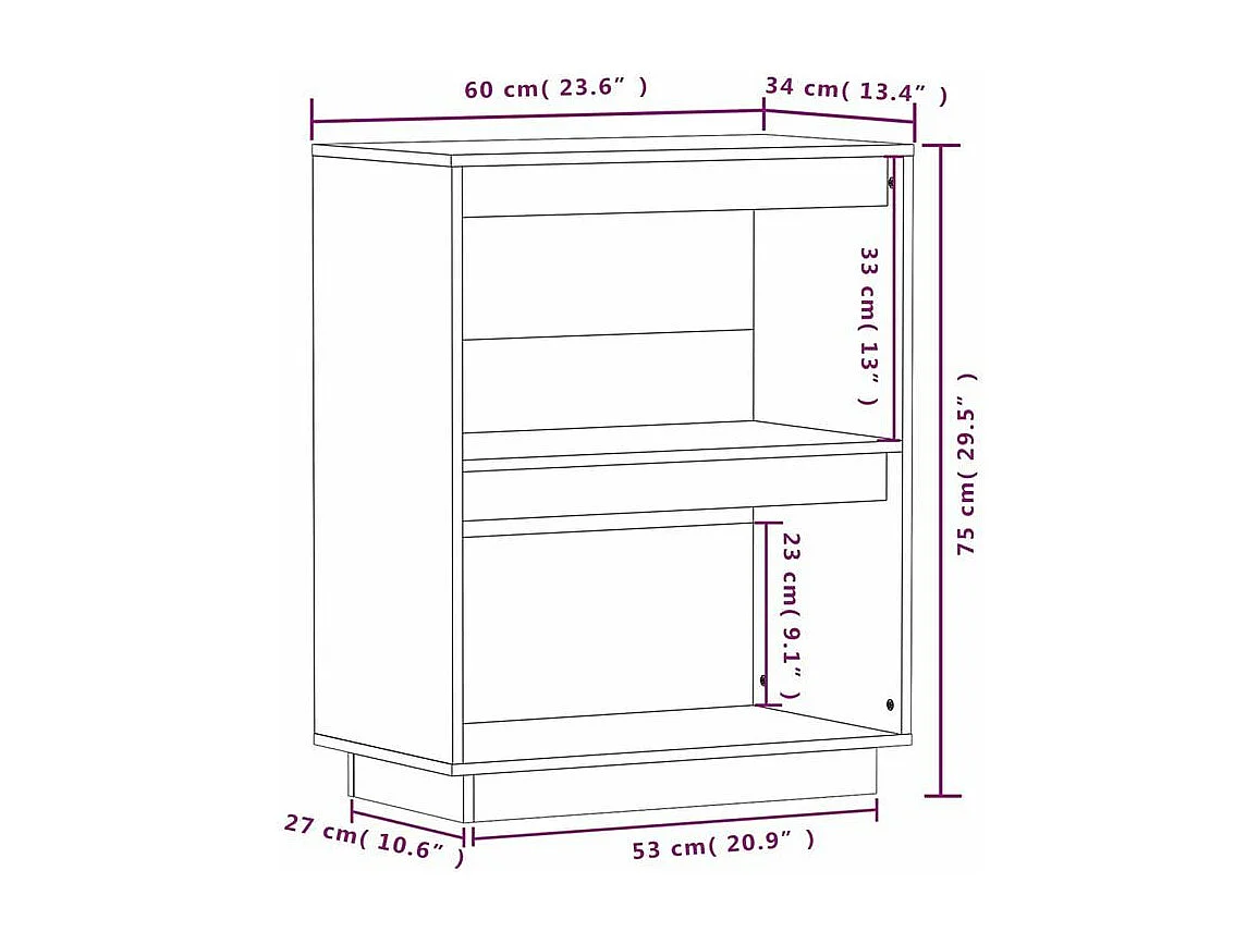 Petite étagère en bois massif de pin – Collection Vizion-Couleur Marron
