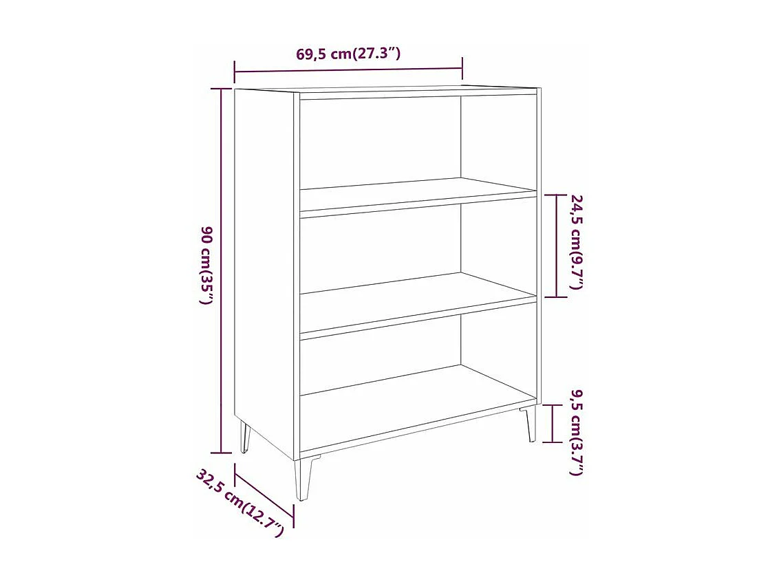 Buffet Chêne fumé 69,5x32,5x90 Bois d'ingénierie