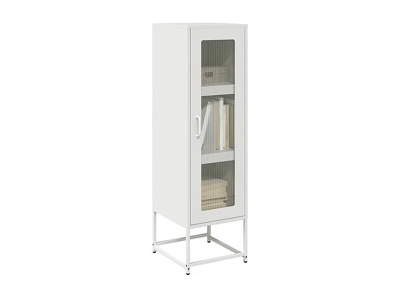 Meuble haut de rangement 1 porte 3 niveaux en métal Geko 36cm - Style Industriel-Couleur Blanc