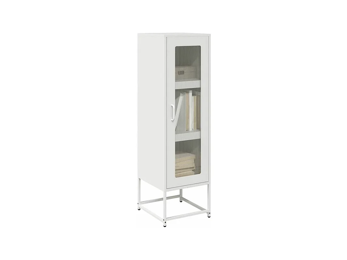Meuble haut de rangement 1 porte 3 niveaux en métal Geko 36cm - Style Industriel-Couleur Blanc