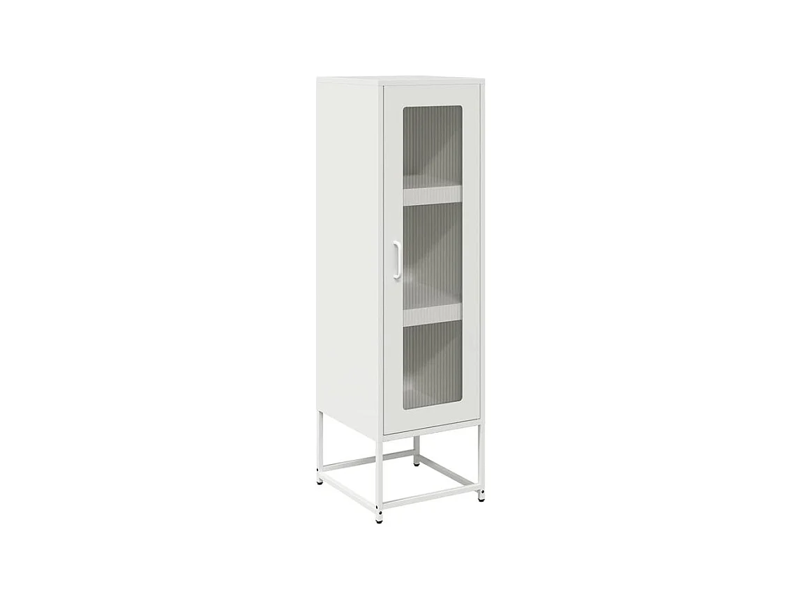 Meuble haut de rangement 1 porte 3 niveaux en métal Geko 36cm - Style Industriel-Couleur Blanc