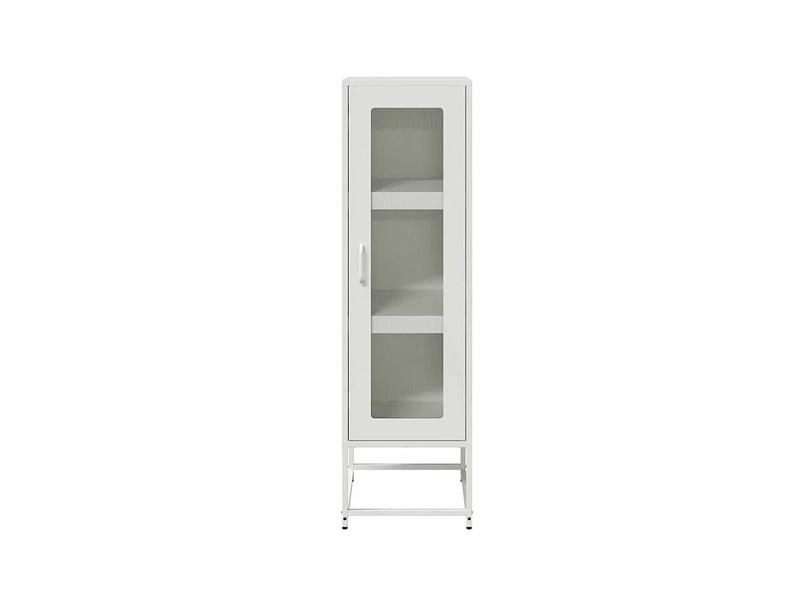 Meuble haut de rangement 1 porte 3 niveaux en métal Geko 36cm - Style Industriel-Couleur Blanc