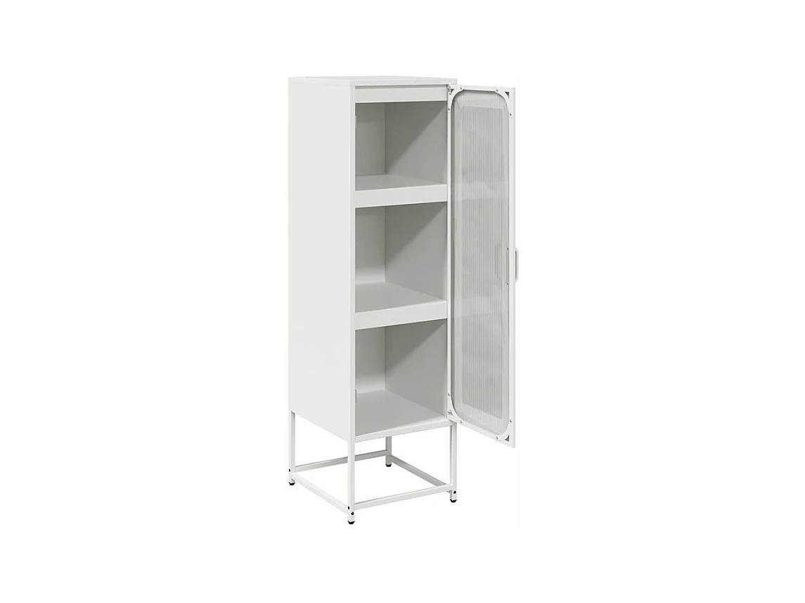 Meuble haut de rangement 1 porte 3 niveaux en métal Geko 36cm - Style Industriel-Couleur Blanc
