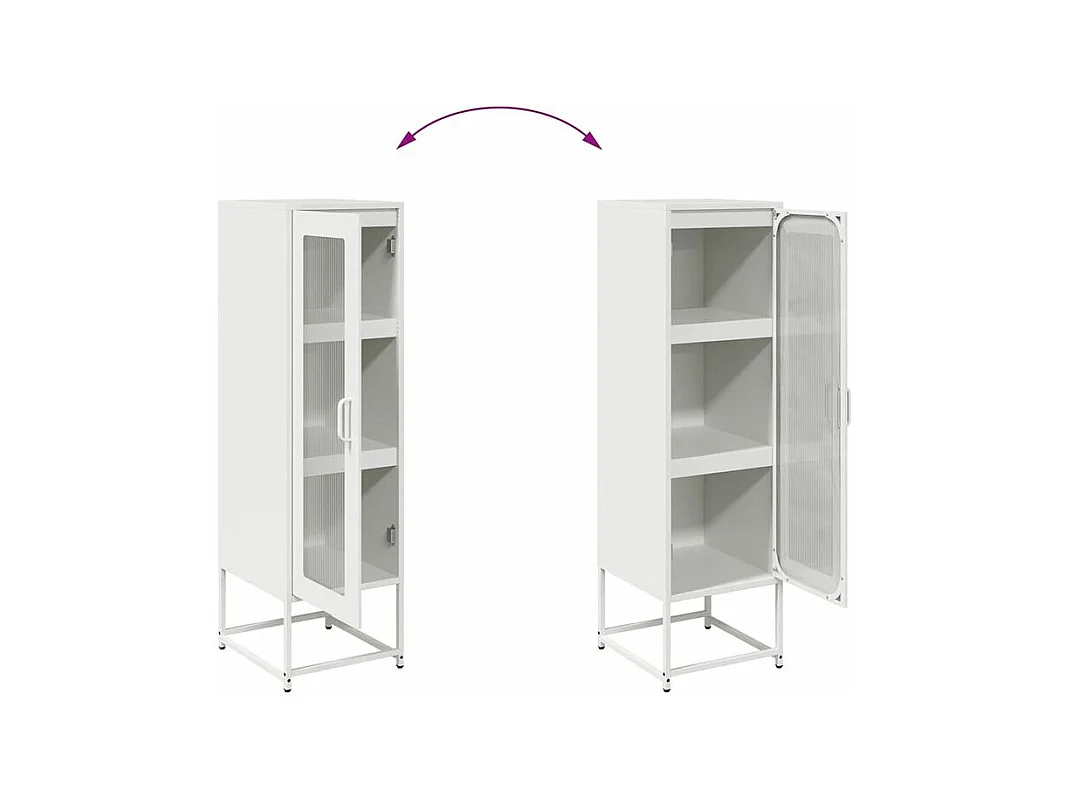 Meuble haut de rangement 1 porte 3 niveaux en métal Geko 36cm - Style Industriel-Couleur Blanc