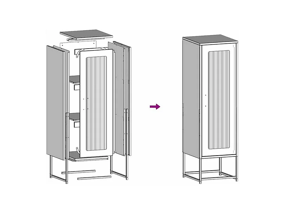 Meuble haut de rangement 1 porte 3 niveaux en métal Geko 36cm - Style Industriel-Couleur Blanc