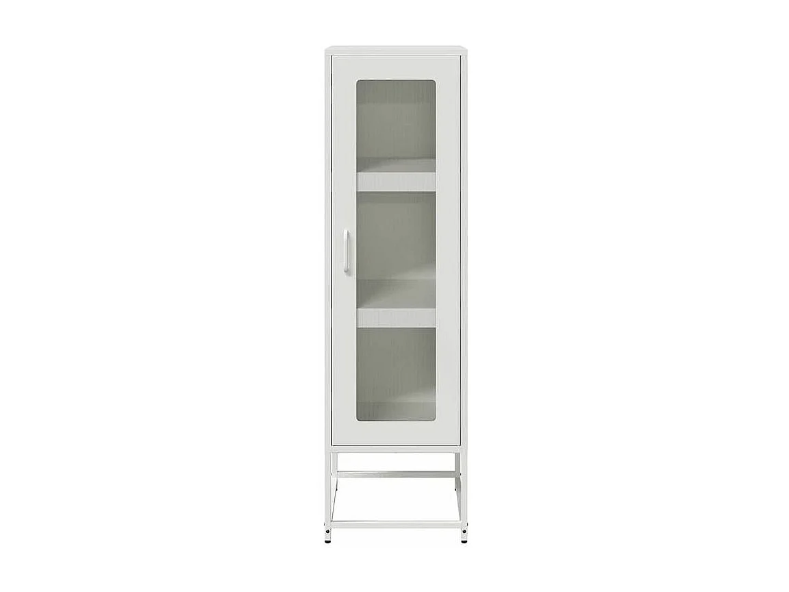Meuble haut de rangement 1 porte 3 niveaux en métal Geko 36cm - Style Industriel-Couleur Blanc