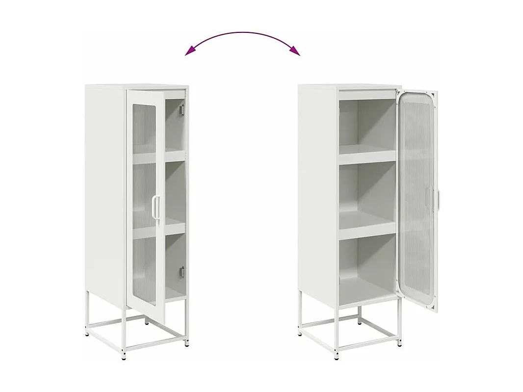 Meuble haut de rangement 1 porte 3 niveaux en métal Geko 36cm - Style Industriel-Couleur Blanc