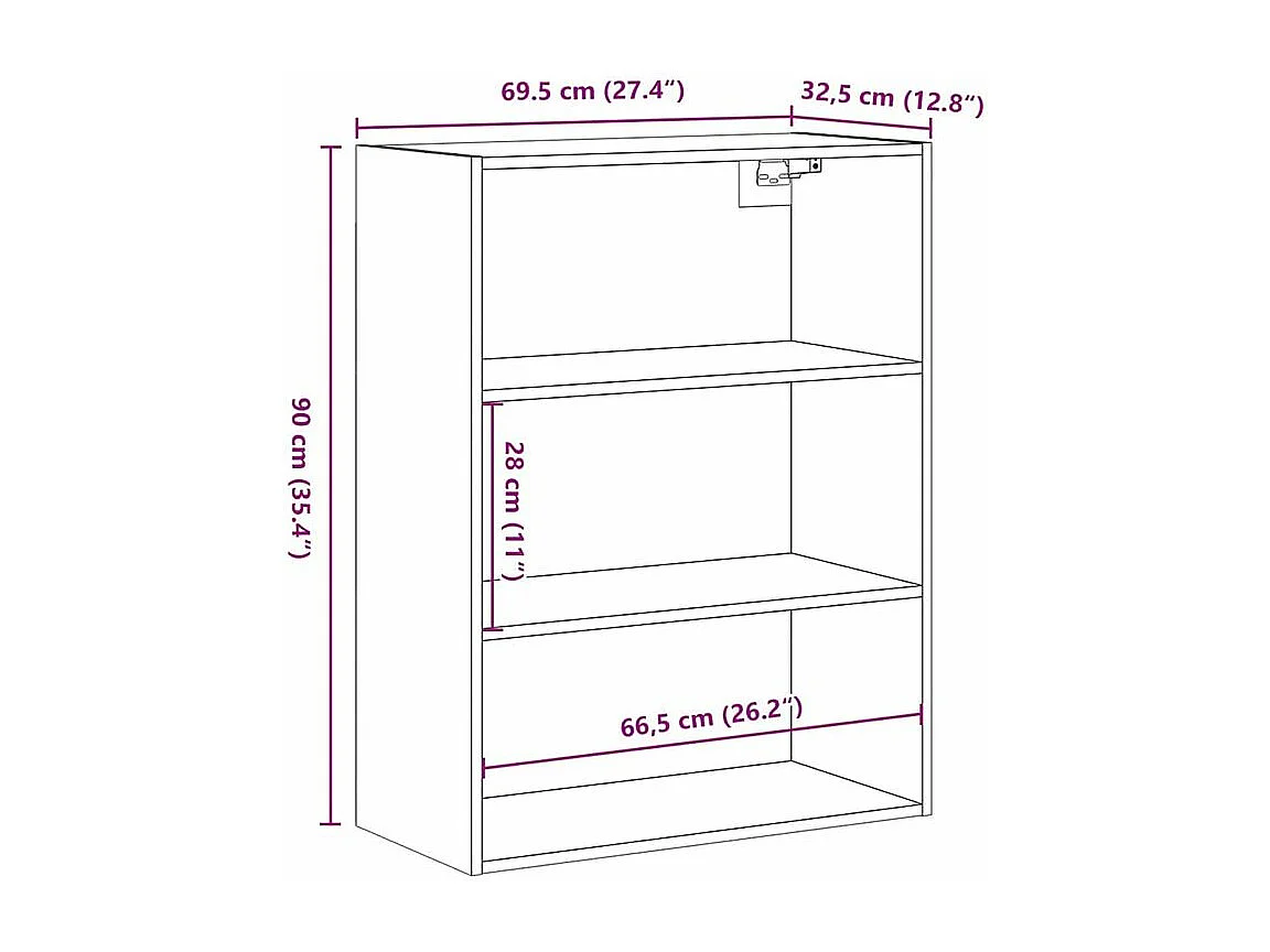 Armoire murale suspendue vieux bois 69,5x32,5x90
