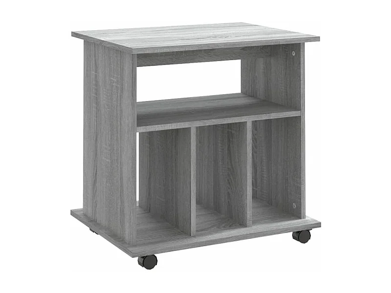 Petit meuble étagère à roulettes Ruka 60cm - Fonctionnel et moderne-Couleur Chêne gris