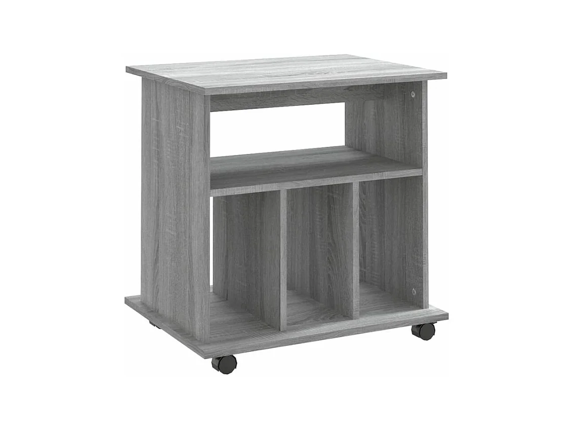 Petit meuble étagère à roulettes Ruka 60cm - Fonctionnel et moderne-Couleur Chêne gris