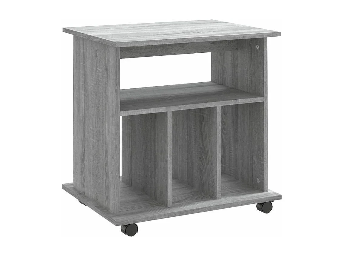 Petit meuble étagère à roulettes Ruka 60cm - Fonctionnel et moderne-Couleur Chêne gris
