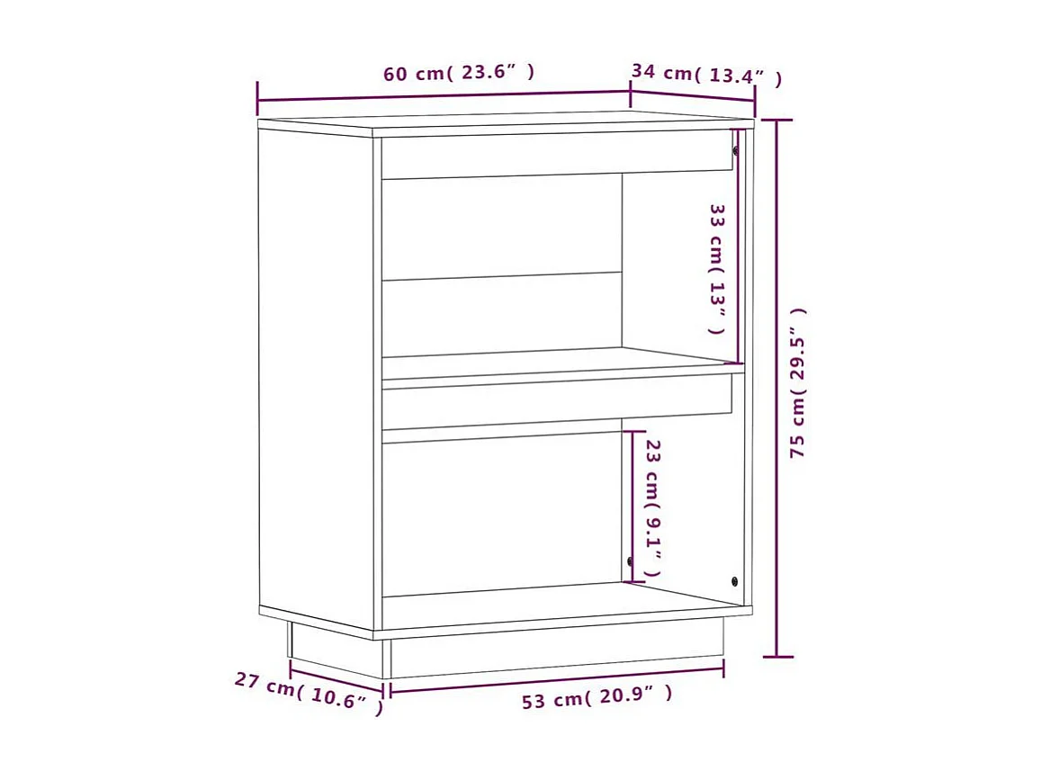 Petite étagère en bois massif de pin – Collection Vizion-Couleur Noir