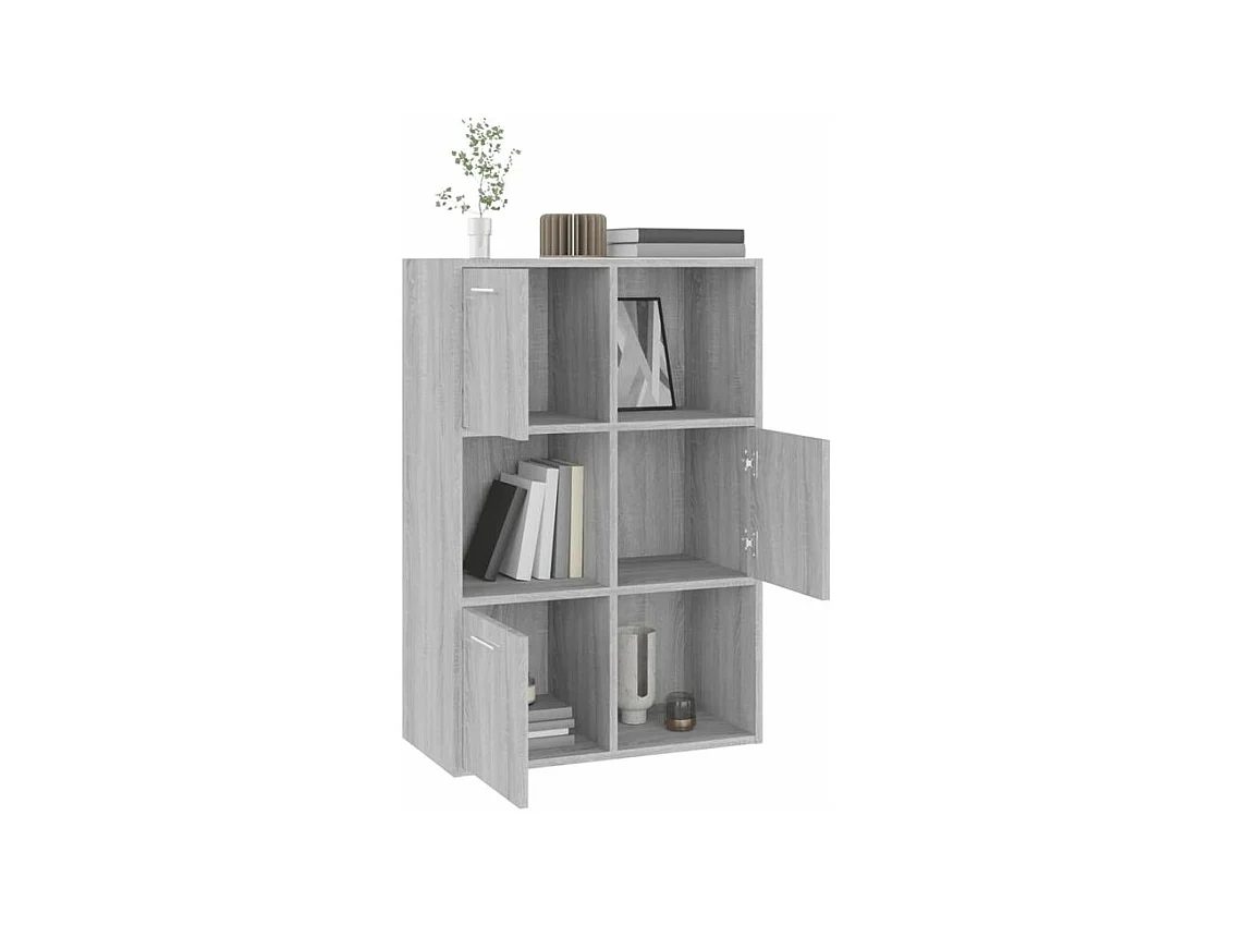 Meuble de rangement Doka 60cm - 3 niches 3 portes-Couleur Chêne gris