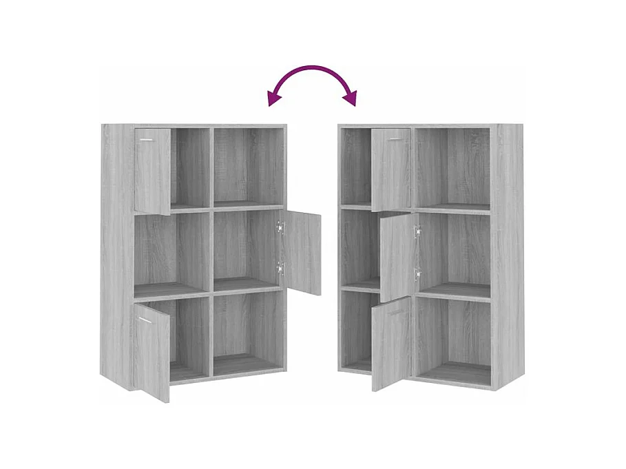 Meuble de rangement Doka 60cm - 3 niches 3 portes-Couleur Chêne gris