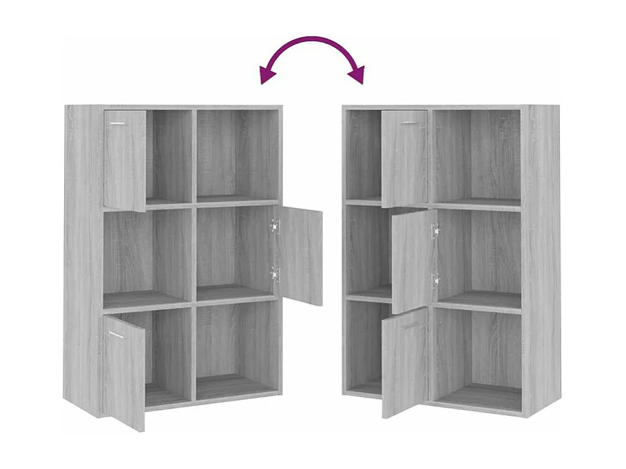 Meuble de rangement Doka 60cm - 3 niches 3 portes-Couleur Chêne gris