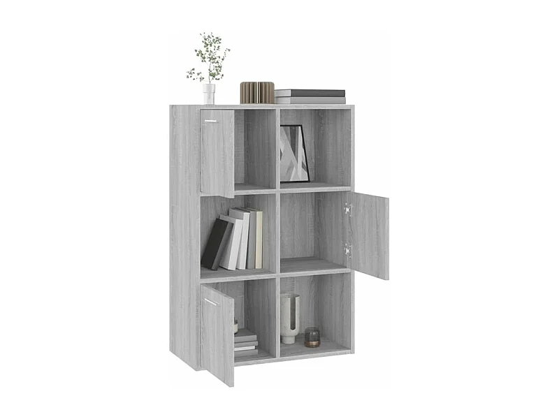 Meuble de rangement Doka 60cm - 3 niches 3 portes-Couleur Chêne gris