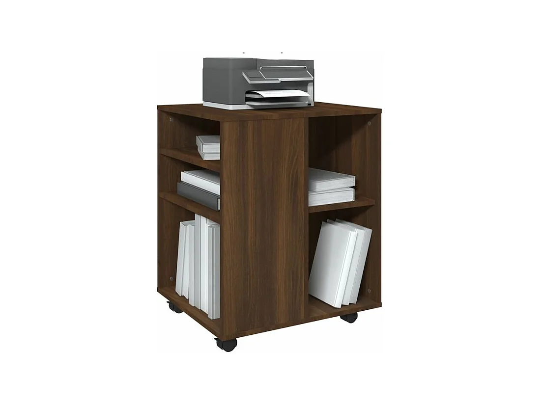 Petit meuble de rangement sur roulettes Burok 60cm – Discret et pratique-Couleur Noyer