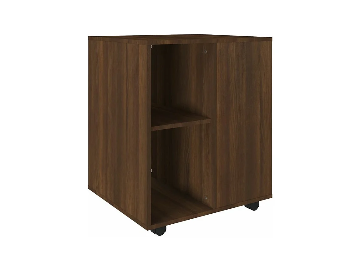 Petit meuble de rangement sur roulettes Burok 60cm – Discret et pratique-Couleur Noyer