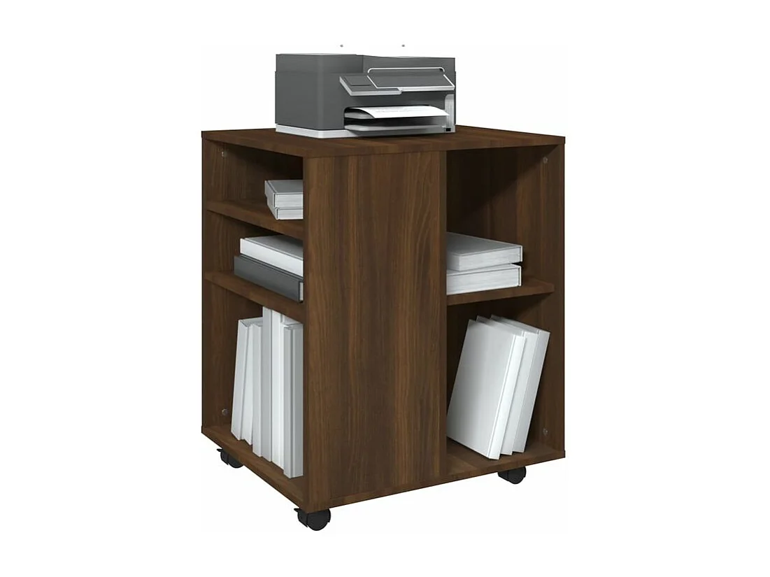 Petit meuble de rangement sur roulettes Burok 60cm – Discret et pratique-Couleur Noyer