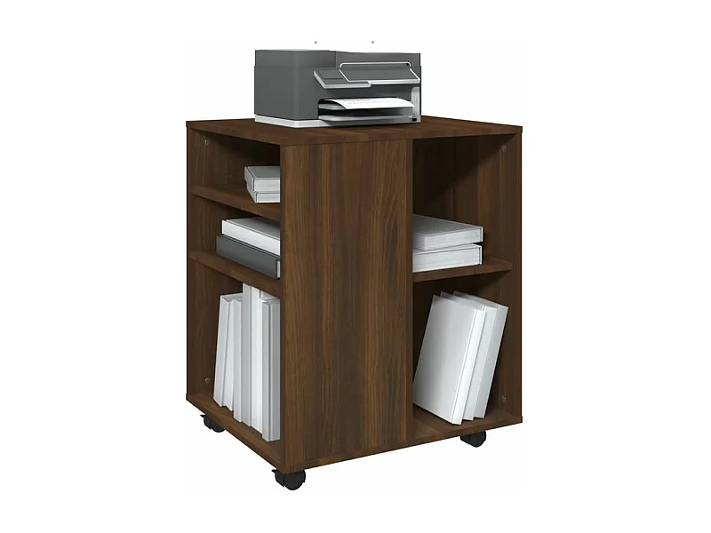 Petit meuble de rangement sur roulettes Burok 60cm – Discret et pratique-Couleur Noyer