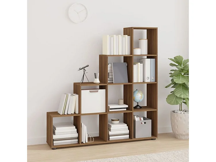 Bibliothèque escalier Chêne marron 142cm Bois d'ingénierie