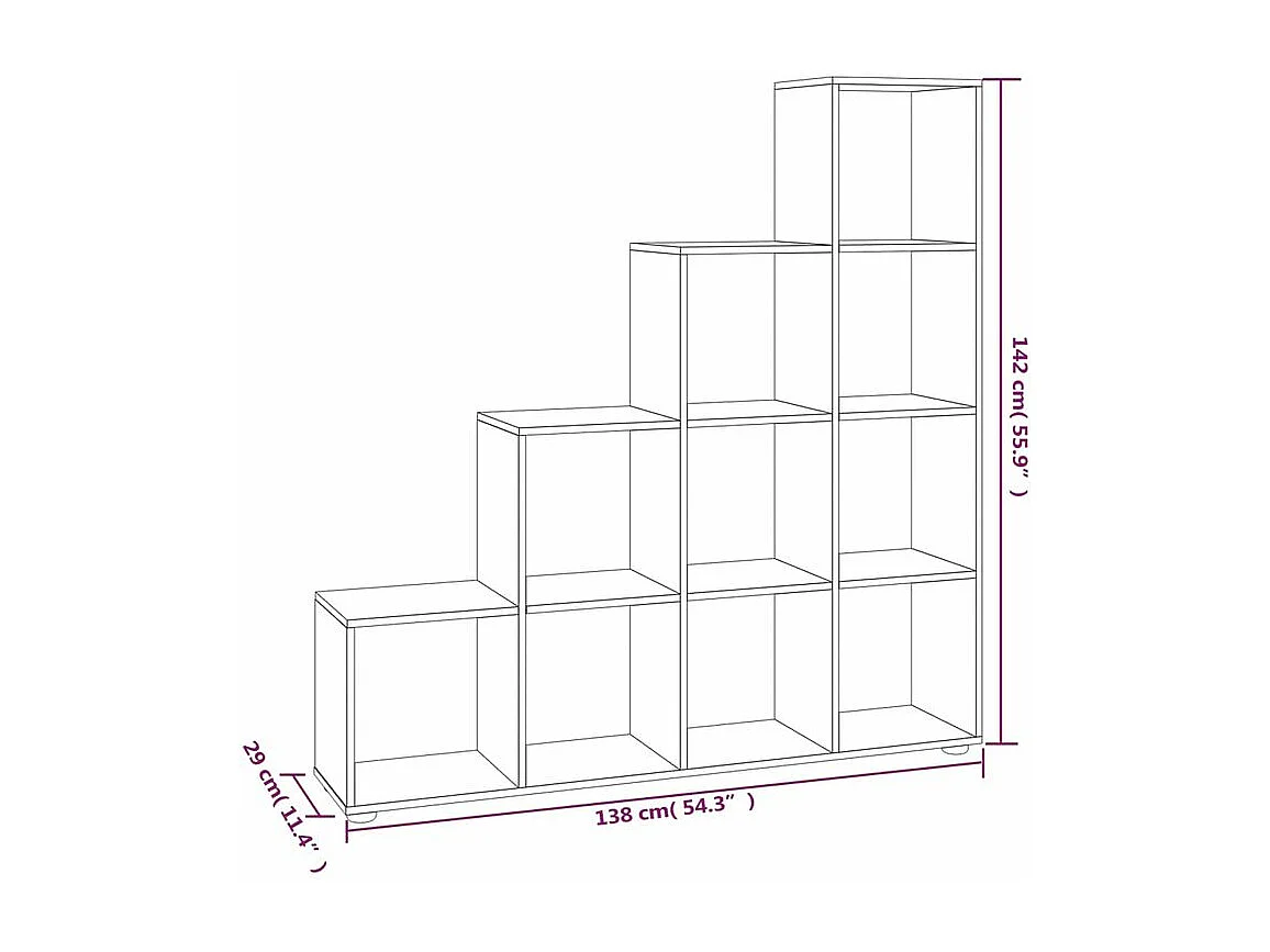 Bibliothèque escalier Chêne marron 142cm Bois d'ingénierie