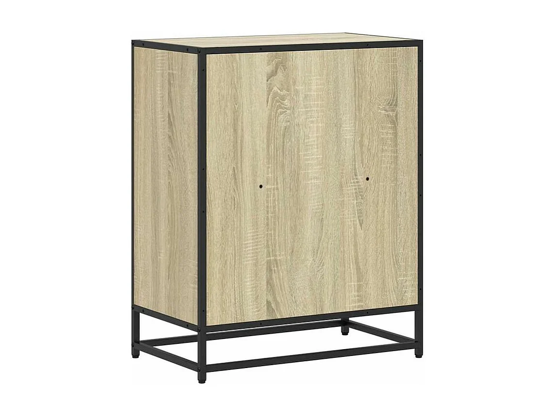 Petite étagère bibliothèque 2 niveaux Kalvani - Bois et metal noir-Couleur Chêne clair-Largeur 60 cm