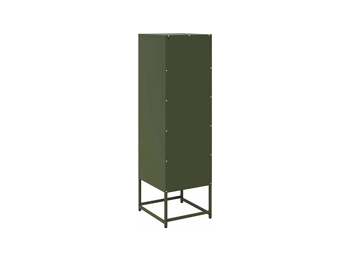 Meuble haut de rangement 1 porte 3 niveaux en métal Geko 36cm - Style Industriel-Couleur Vert olive