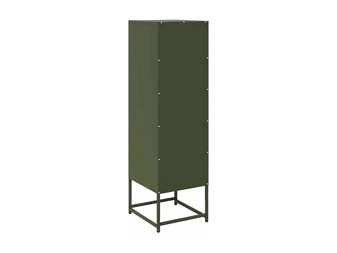 Meuble haut de rangement 1 porte 3 niveaux en métal Geko 36cm - Style Industriel-Couleur Vert olive