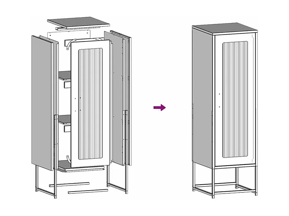 Meuble haut de rangement 1 porte 3 niveaux en métal Geko 36cm - Style Industriel-Couleur Vert olive